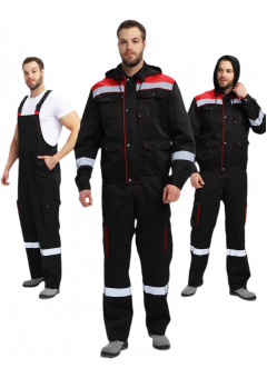 Костюм мужской Нейч-2 СОП с капюшоном К. (тк.Смесовая,210) полукомбинезон, чёрный, красный