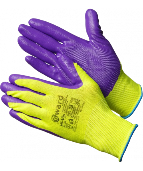 Перчатки Gward Hi-Vis нейлоновые с нитриловым покрытием, N1001