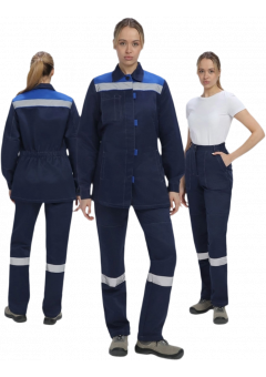 Костюм женский Веснис-1 СОП К (тк.Смесовая,210) брюки, тёмно-синий, васильковый