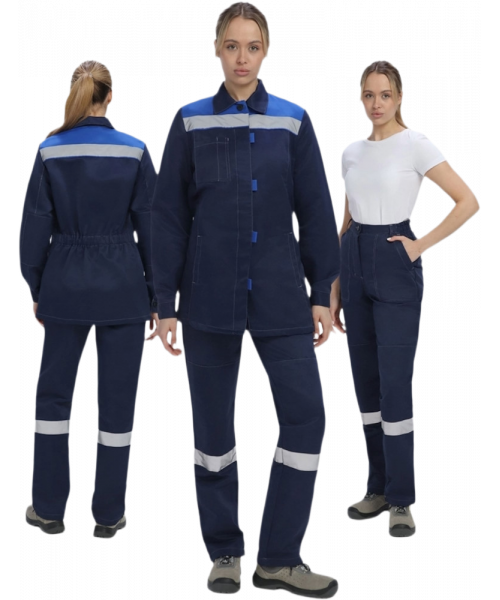 Костюм женский Веснис-1 СОП К (тк.Смесовая,210) брюки, тёмно-синий, васильковый