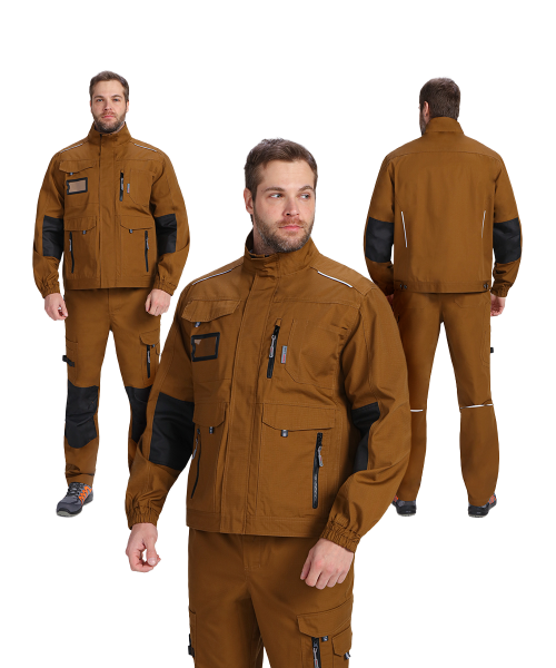 Куртка мужская ProfLineSpecialist (тк.Рип-Стоп,240), коричневый, чёрный