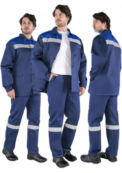 Костюм мужской Стандарт СОП (тк.Смесовая,210) брюки, тёмно-синий, васильковый