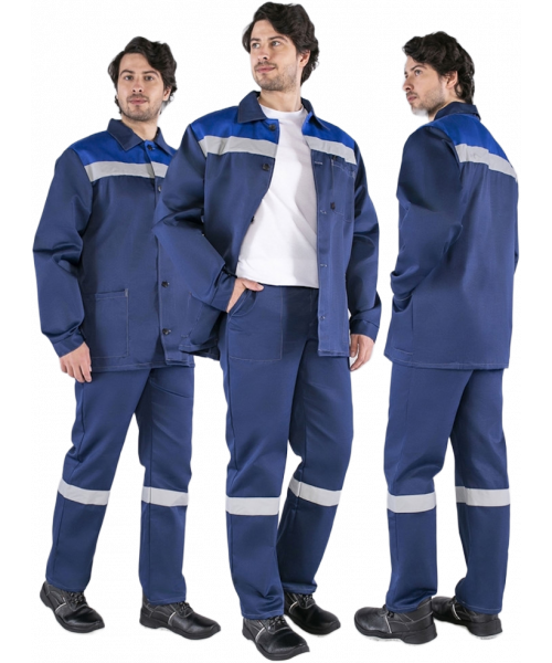 Костюм мужской Стандарт СОП (тк.Смесовая,210) брюки, тёмно-синий, васильковый