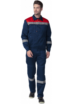 Костюм мужской Лигор-1 СОП (тк.Смесовая,210) брюки, тёмно-синий, красный