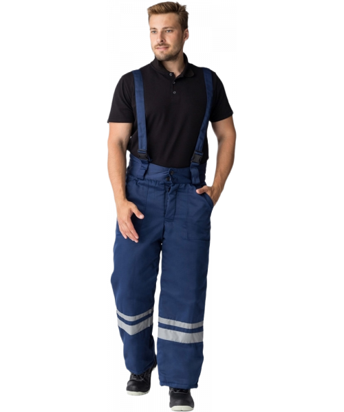 Костюм зимний Горизонт-Люкс (тк. Смесовая, 210 гр/м2) брюки, тёмно-синий, оранжевый