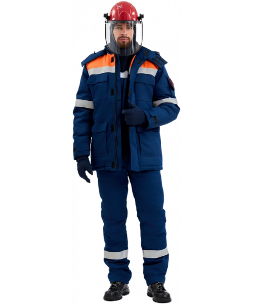 Костюм зимний мужской Энергия-Г (91,4 кал.), тёмно-синий, оранжевый