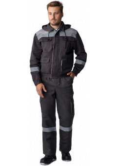 Костюм летний мужской Титан-2 СОП (тк. Смесовая, 210 гр/м2) полукомбинезон, тёмно-серый, светло-серый