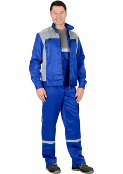 Костюм летний мужской Сириус-Практик куртка, полукомбинезон васильковый со светло-серым