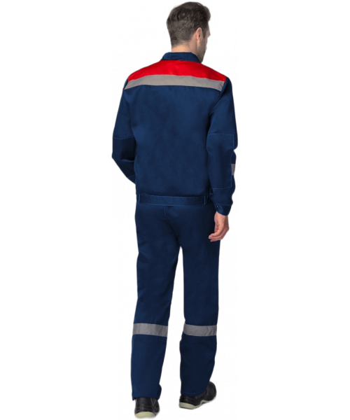Костюм мужской Лигор-1 СОП (тк.Смесовая,210) брюки, тёмно-синий, красный