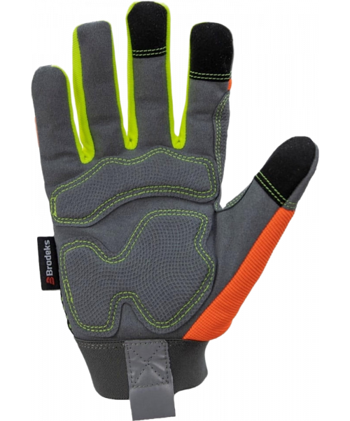Перчатки Brodeks G-61, серый, оранжевый, жёлтый флуоресцентный