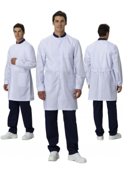 Халат мужской MedLine Марк (тк.Смесовая,120), белый, тёмно-синий