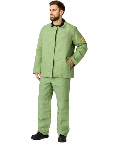 Костюм сварщика мужской усиленный 1 кл. защиты (тк.Брезент, 480), хаки
