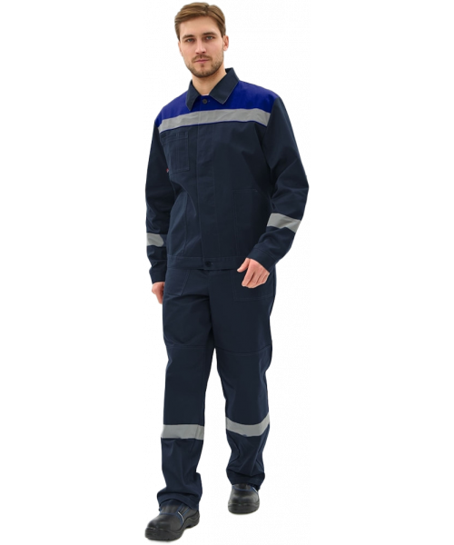 Костюм мужской Липецк-1 СОП CH (тк.Смесовая,280) брюки, тёмно-синий, васильковый