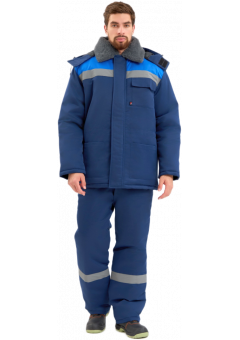 Костюм зимний мужской Квайл-1 СОП (тк.Смесовая,210) брюки, тёмно-синий, васильковый