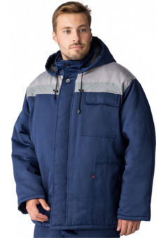 Куртка зимняя Экспертный-Люкс (тк. Смесовая, 210 гр/м2), тёмно-синий, серый