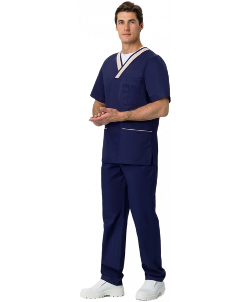 Костюм мужской MedLine Марк (тк.Смесовая,120), тёмно-синий, бежевый