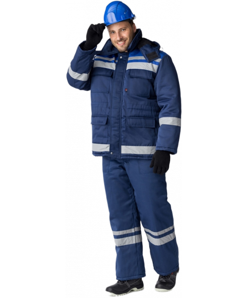 Костюм зимний мужской СОП Кос_001 (тк.Смесовая,210) брюки, тёмно-синий, васильковый