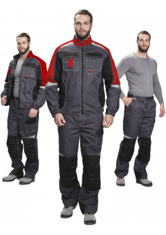 Костюм летний мужской Формула (тк. Смесовая, 240 гр/м2) брюки, серый, красный, чёрный