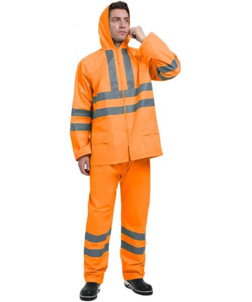 Костюм мужской влагозащитный сигнальный ProfLineSpecialist СОП (ПВХ,210), оранжевый