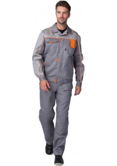 Костюм Союз-Профессионал-1 (тк. Балтекс, 240 гр/м2) брюки, серый, светло-серый, оранжевый