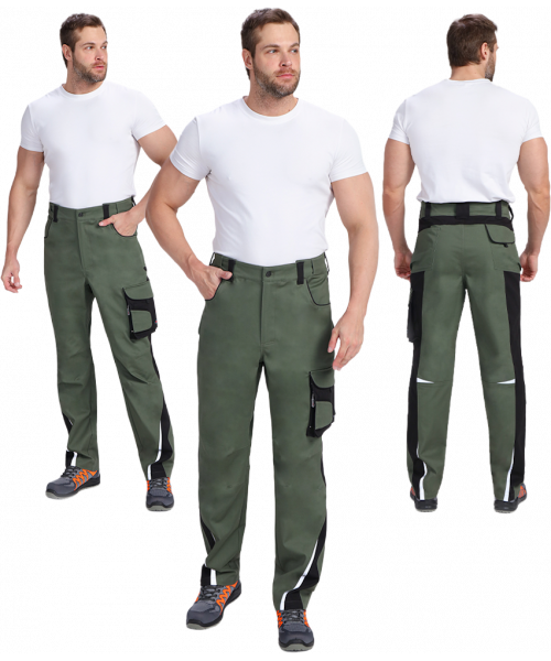 Брюки мужские ProfLineLeader (тк.Хлопок/Спандекс,260), хаки, чёрный