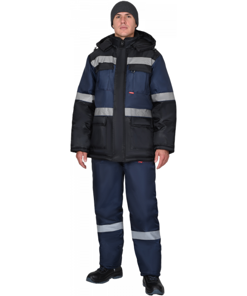 Куртка зимняя мужская Сириус-Терминал тёмно-синяя с чёрным и СОП