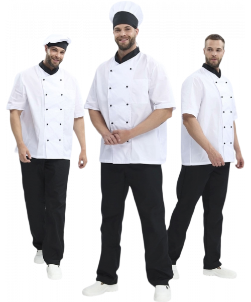 Костюм повара мужской Виктор (тк.Смесовая,120), чёрный, белый