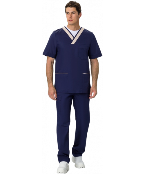 Костюм мужской MedLine Марк (тк.Смесовая,120), тёмно-синий, бежевый
