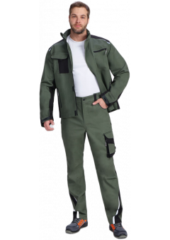 Костюм мужской ProfLineLeader-1 (тк.Хлопок/Спандекс,260) брюки, хаки, чёрный