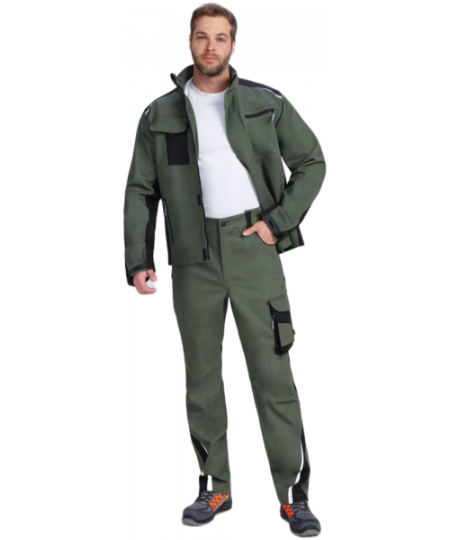 Костюм мужской ProfLineLeader-1 (тк.Хлопок/Спандекс,260) брюки, хаки, чёрный