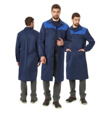 Халат мужской Легион (тк.Смесовая,210), т.синий/васильковый