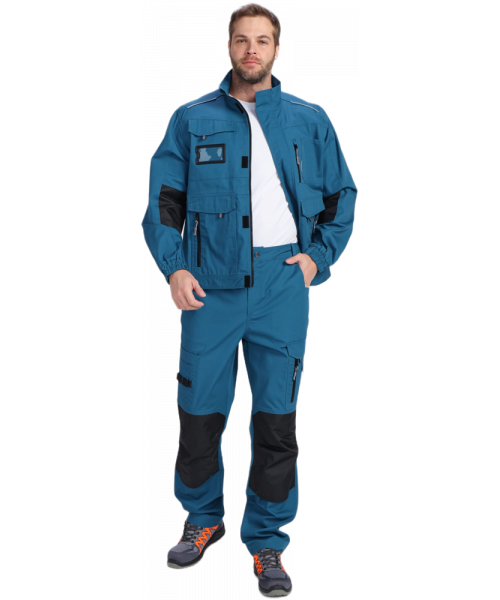 Костюм мужской ProfLineSpecialist-1 (тк.Рип-Стоп,240) брюки, циан, чёрный