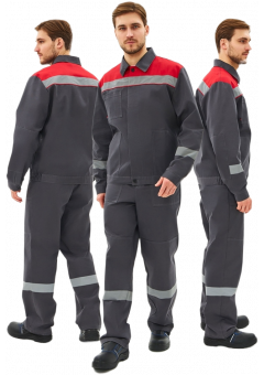 Костюм мужской Липецк-1 СОП CH (тк.Смесовая,280) брюки, тёмно-серый, красный