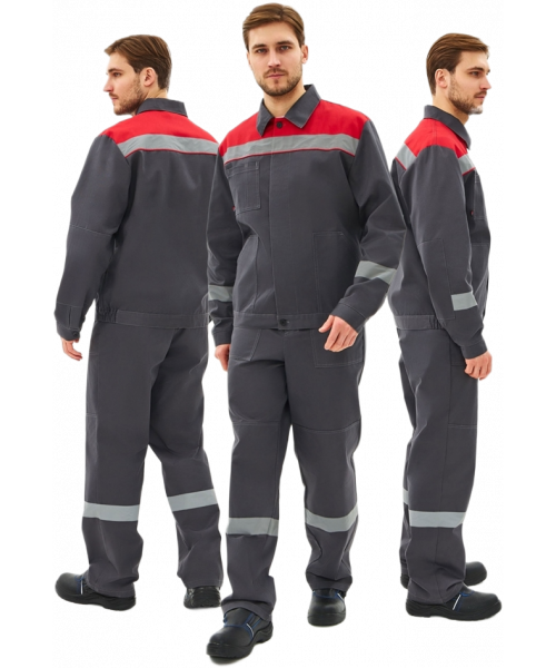 Костюм мужской Липецк-1 СОП CH (тк.Смесовая,280) брюки, тёмно-серый, красный