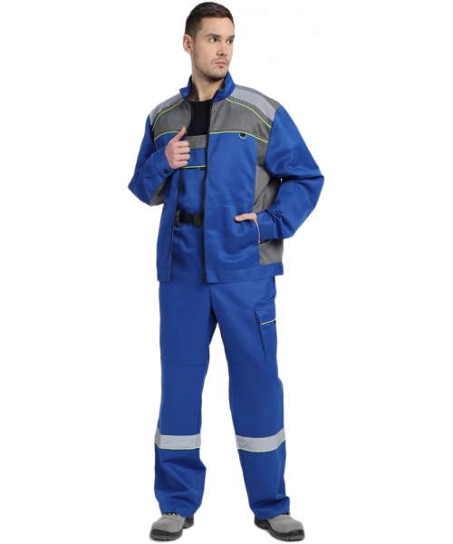 Костюм мужской Практичный-2 СОП (тк.Смесовая,210) полукомбинезон, васильковый, серый