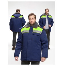 Куртка зимняя Бригада NEW (тк.Смесовая,210), т.синий/лимонный