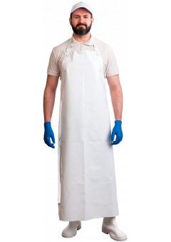 Фартук полиуретановый Ларипол уплотнённый белый, толщина 0,3мм, р. 90см х 115см (ФАР013)