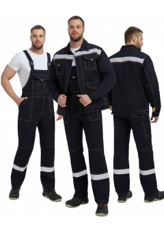 Костюм мужской СОП Кос_002 (тк.Саржа,320) полукомбинезон, тёмно-синий, бежевый