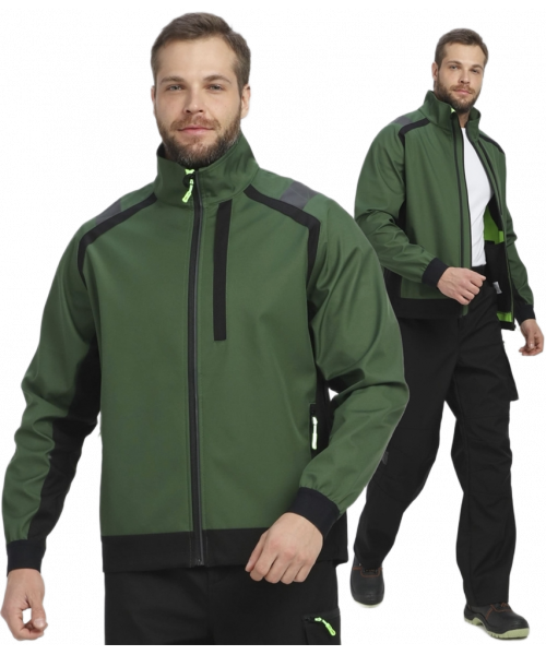 Куртка мужская ProfLineLeader (тк.Софтшел), хаки, чёрный