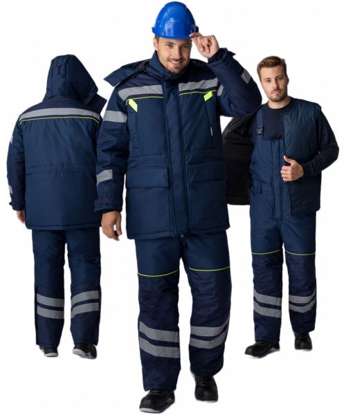 Костюм зимний мужской ProfLineSpecialist (тк.Мембрана) полукомбинезон, тёмно-синий