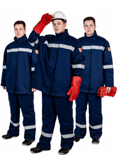 Костюм сварщика зимний Гефест-СОП 2 кл. защиты (тк. Хлопок-ОП, 420 гр/м2) брюки, тёмно-синий
