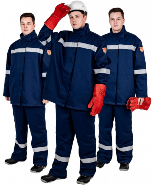 Костюм сварщика зимний Гефест-СОП 2 кл. защиты (тк. Хлопок-ОП, 420 гр/м2) брюки, тёмно-синий