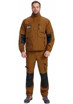 Костюм мужской ProfLineSpecialist-2 (тк.Рип-Стоп,240) полукомбинезон, коричневый, чёрный