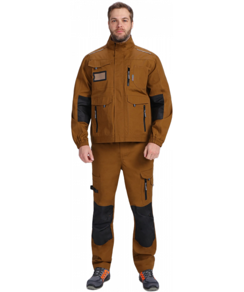 Костюм мужской ProfLineSpecialist-2 (тк.Рип-Стоп,240) полукомбинезон, коричневый, чёрный
