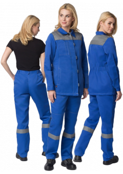 Костюм женский Веснис-1 СОП К (тк.Смесовая,210) брюки, васильковый, серый
