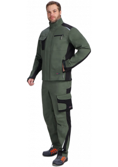 Костюм мужской ProfLineLeader-2 (тк.Хлопок/Спандекс,260) полукомбинезон, хаки, чёрный
