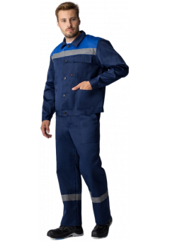 Костюм мужской Квайл-2 СОП (тк.Смесовая,210) полукомбинезон, тёмно-синий, васильковый