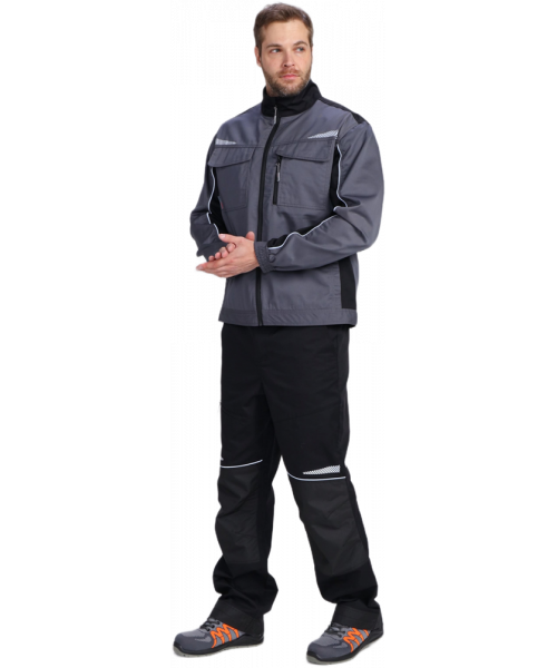 Костюм мужской ProfLineSpecialist-2 (тк.Смесовая,240) полукомбинезон, серый, чёрный