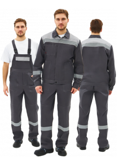 Костюм мужской Липецк-2 СОП CH (тк.Смесовая,280) полукомбинезон, тёмно-серый, светло-серый