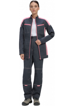 Костюм женский ProfLineSpecialist-1 (тк.Смесовая,240) брюки, серый, розовый